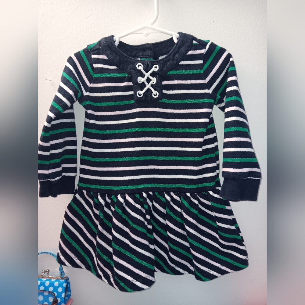 18-24M Janie and Jack Striped Drop-Waist Dress ⚓️💚